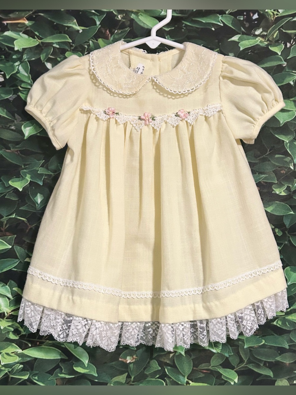 Vintage Bonnie Baby Infant Dress Yellow Girls 6-9M